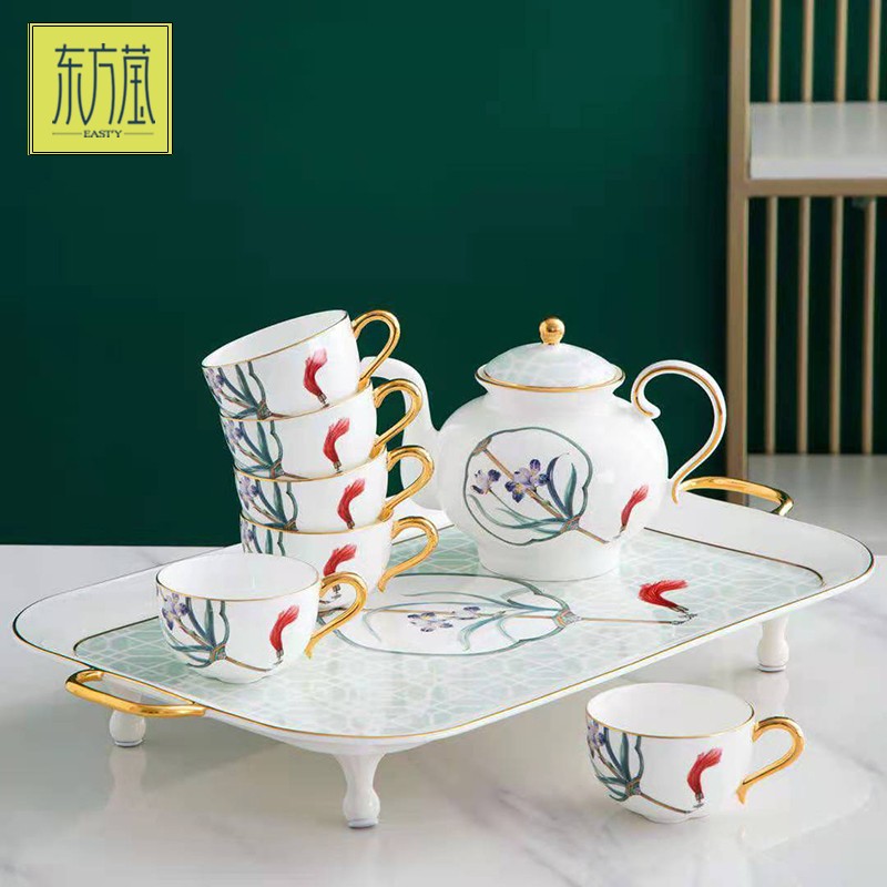 Ceramic water sets, coffee sets, tea sets, new Chinese-style bone China tea sets, cup sets, high-end bone China gift tea sets pic 3
