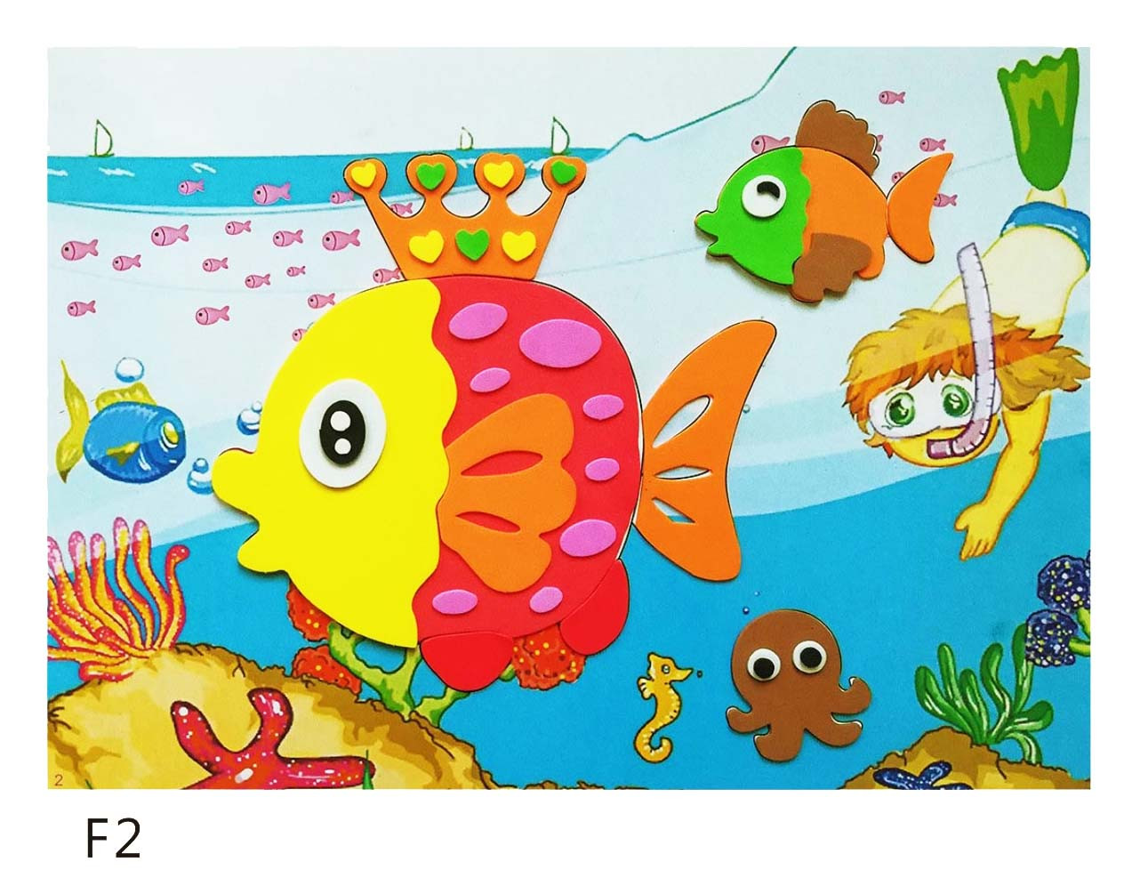 批发儿童手工贴海底鱼贴画卡通动物贴纸定制详情图2