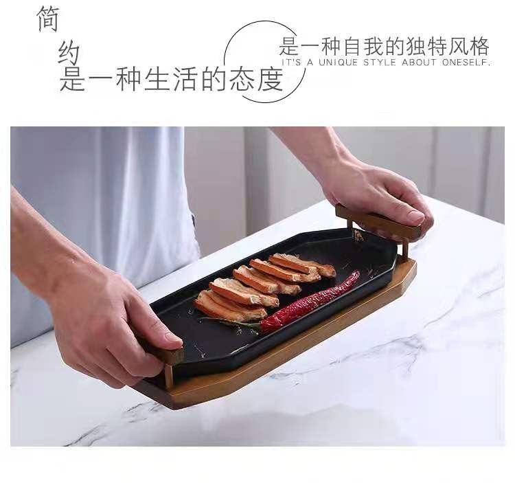 Creative Nordic-style tableware, marble-patterned ceramic plates, sushi plates, cold dish plates, acacia wood and ceramic dinner plate set detail image 10