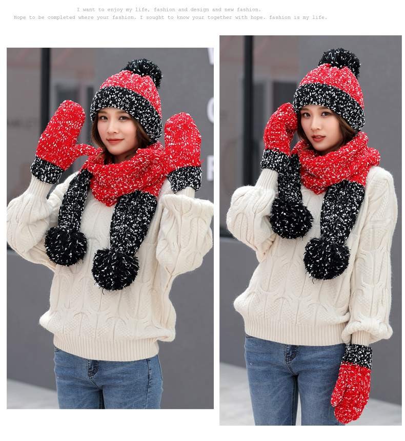 Jane Eyre Siyuan Women's Autumn and Winter Korean-style trendy three-piece set, fashionable and warm, with fleece and thickened hats, gloves and scarves detail image 11