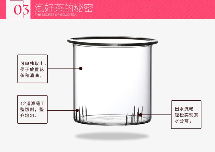 Wholesale glass steaming teapots, boiling teapots, flower teapots, glass cups, tea sets, flower teapots, exquisite teapots detail image 5