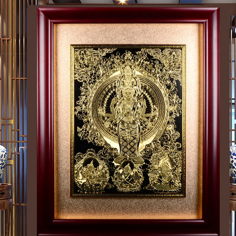 Exhibition Of The Beauty Of New Bronze Carving Thangka Gold Carving Thousands Of Hands Avalokitesvara Bronze Carving Gold Painting Hand-Carved