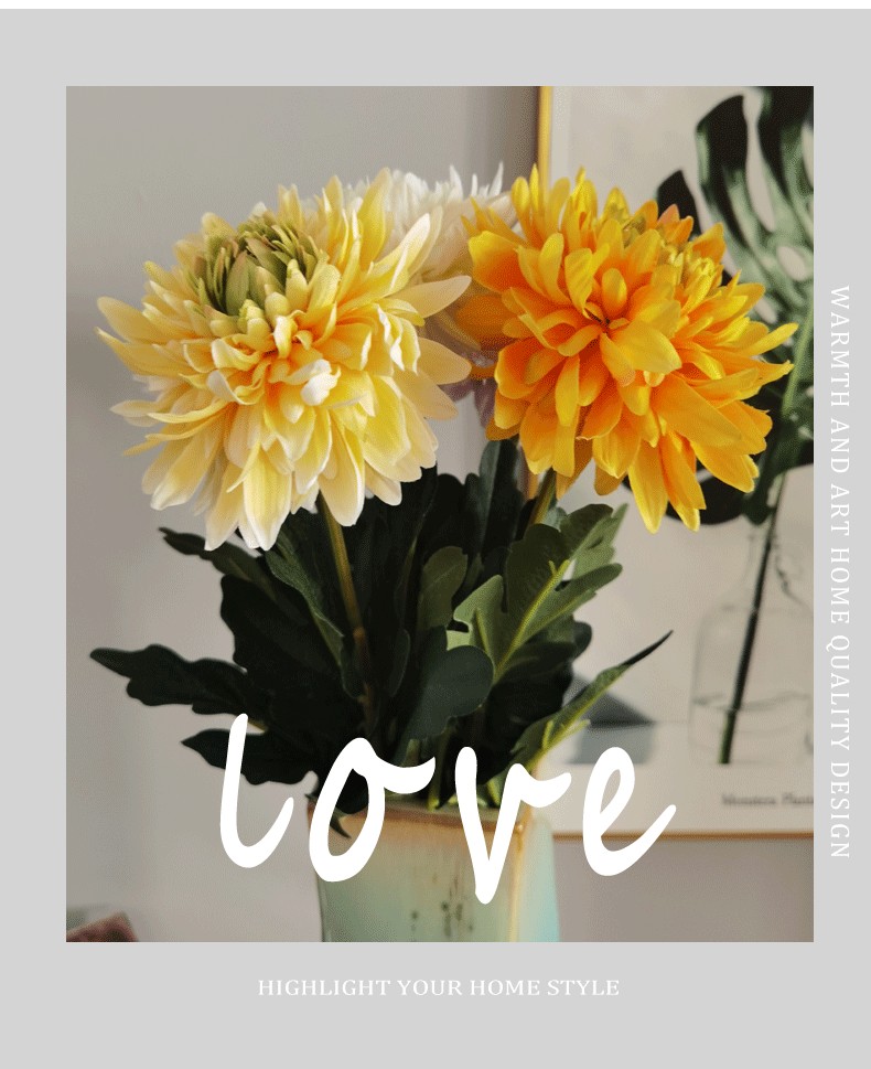 53cm single marigold, high-end Nordic-style long branch flower arrangement, artificial flower, fake flower, ins wholesale detail image 5
