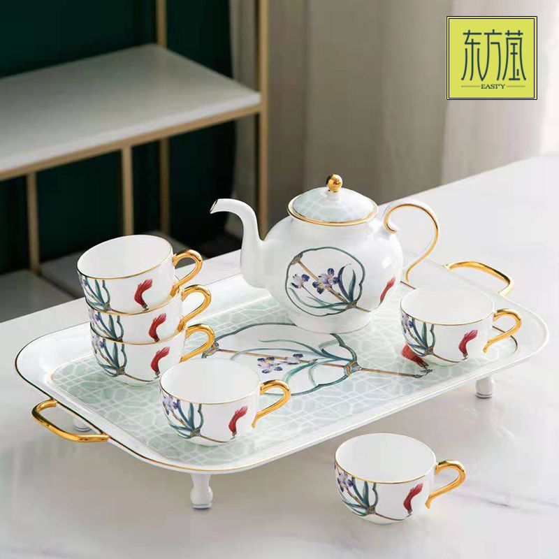 陶瓷水具咖啡具茶具新中式骨瓷茶具杯子套装茶杯高档骨质瓷礼品茶具 