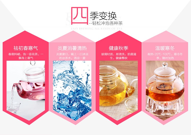 Wholesale glass steaming teapots, boiling teapots, flower teapots, glass cups, tea sets, flower teapots, exquisite teapots detail image 8