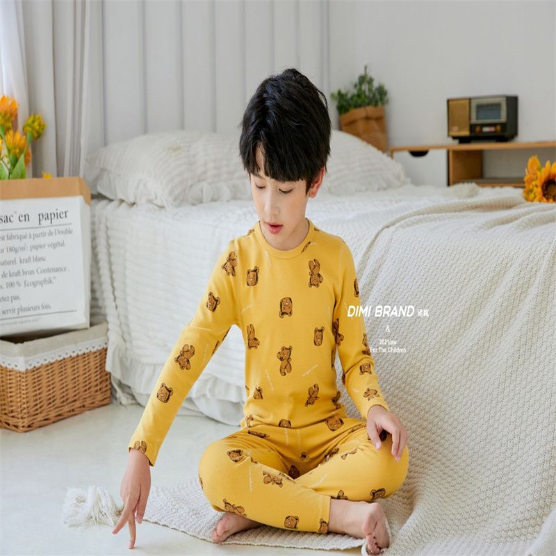 秋衣秋裤套装少年儿童纯棉保暖内衣薄款夹棉秋冬季棉毛衫10