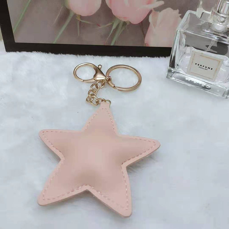 Cute 5-star Key 3-piece bag pendant Leather 2
