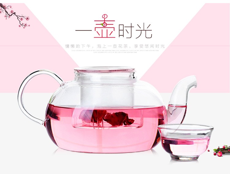 Wholesale glass steaming teapots, boiling teapots, flower teapots, glass cups, tea sets, flower teapots, exquisite teapots detail image 1