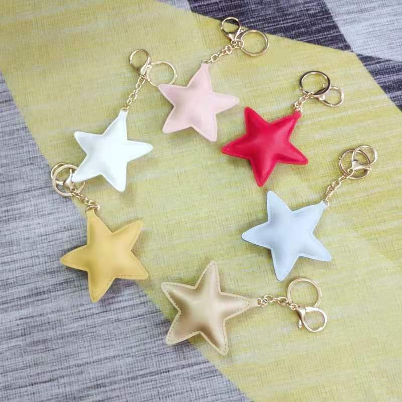 Cute 5-star Key 3-piece bag pendant Leather 5
