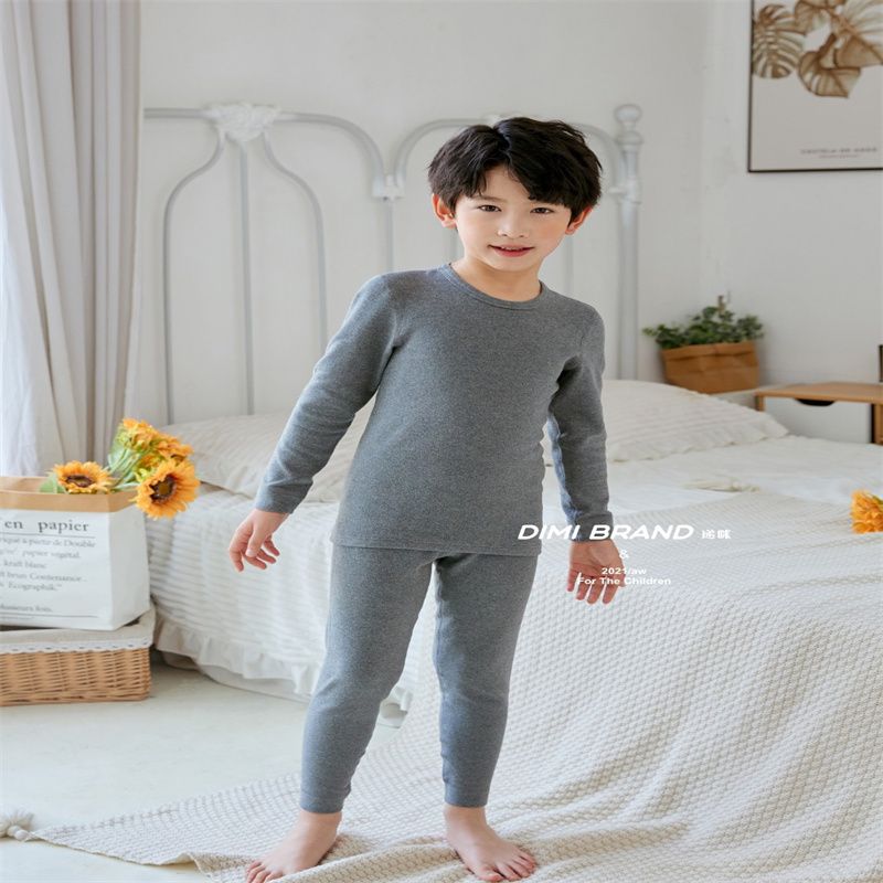 秋衣秋裤精品套装少年儿童纯棉保暖内衣薄款精致秋冬季棉毛衫4