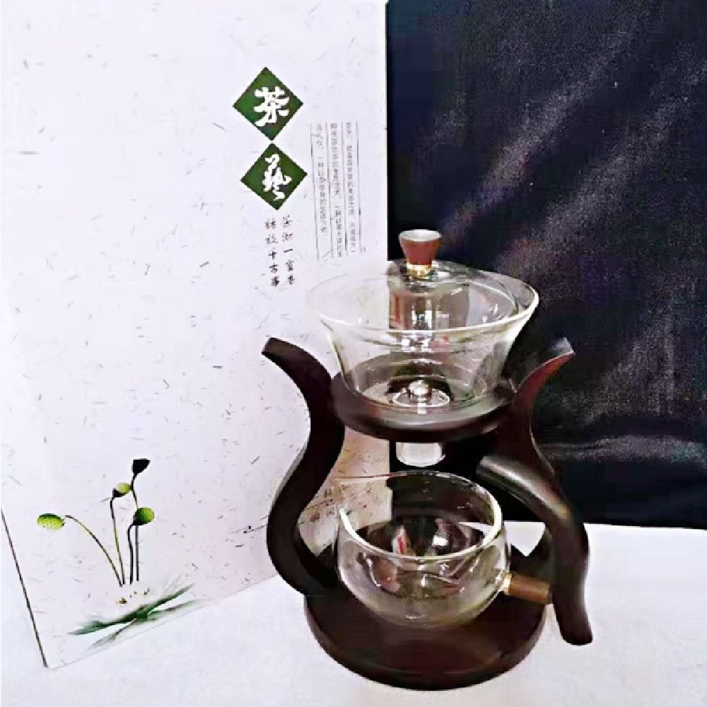 热款木架茶具 水晶玻璃木架茶具