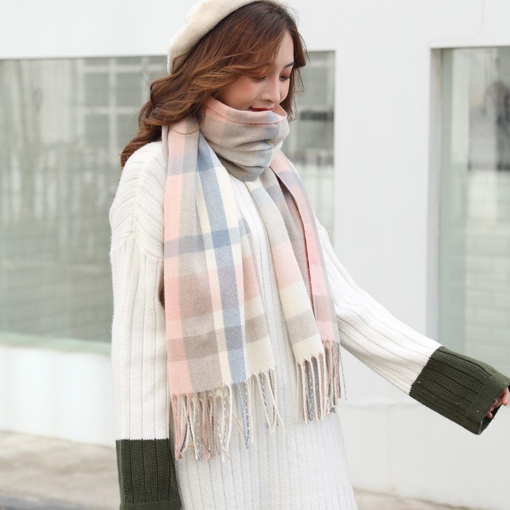 Jane Eyre silk edge scarf women's winter autumn and winter new plaid scarf Japanese imitation cashmere scarf bib shawl warm shawl customized thumbnail