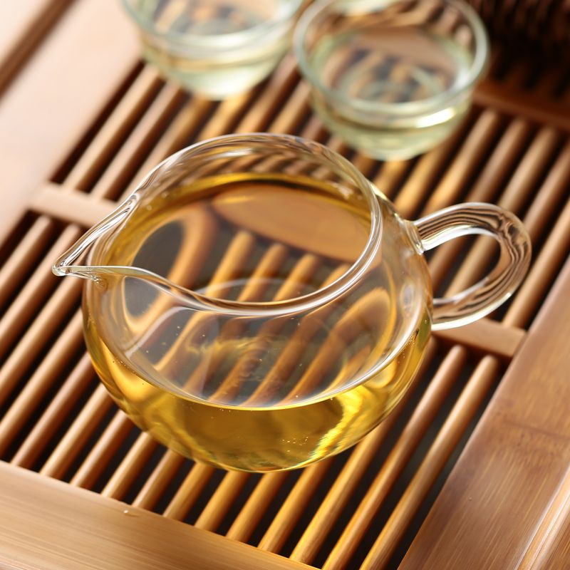博绿雅高硼硅耐热玻璃杯扁苹果公道杯