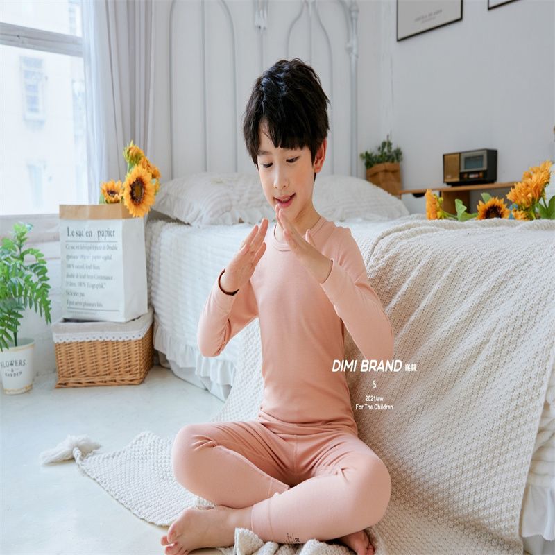秋衣秋裤精品套装少年儿童纯棉保暖内衣薄款精致秋冬季棉毛衫12