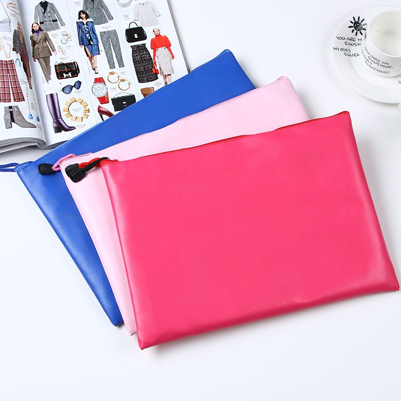 欧美PU皮质票据袋收纳袋文具包直供亚马逊色来样定做印刷LOGO