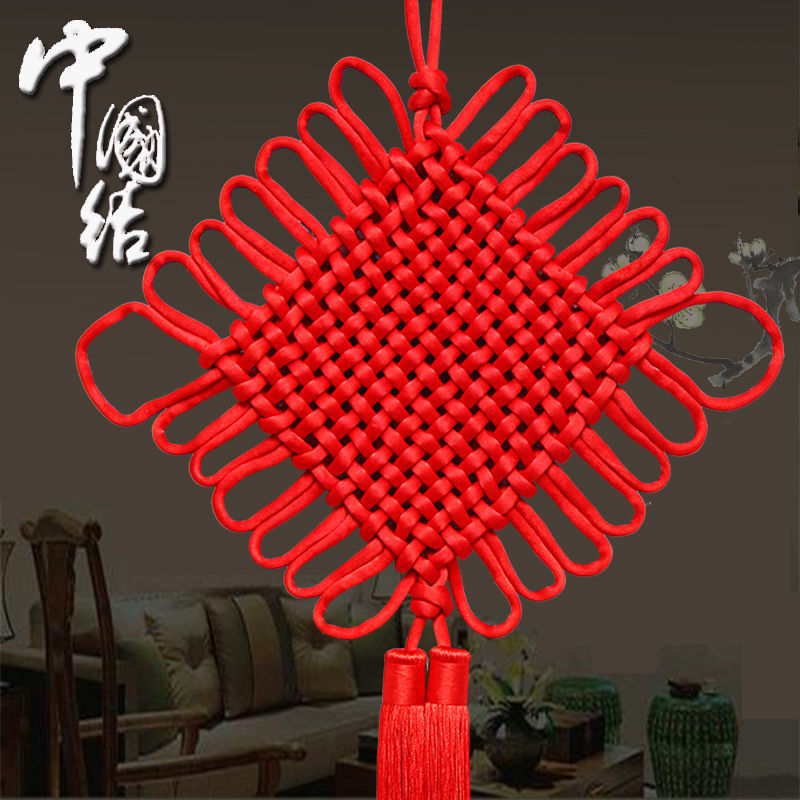 Large Chinese knot living room pendant, "Fu" character in the entrance hall, TV wall for warding off evil spirits, festive wedding room decoration, medium-sized detail image 3