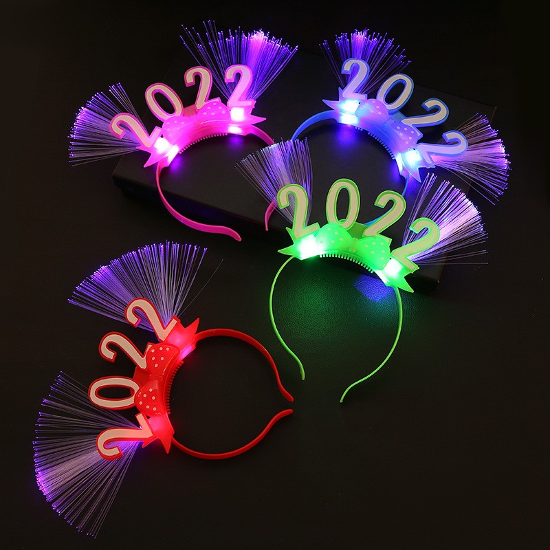 LED发光2022数字光纤头箍  闪光2022新年光纤头箍 跨年晚会用品详情图5