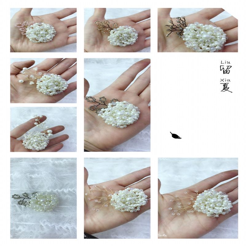 紫樱语手工编织珍珠水晶搭拧铜丝水晶珍珠