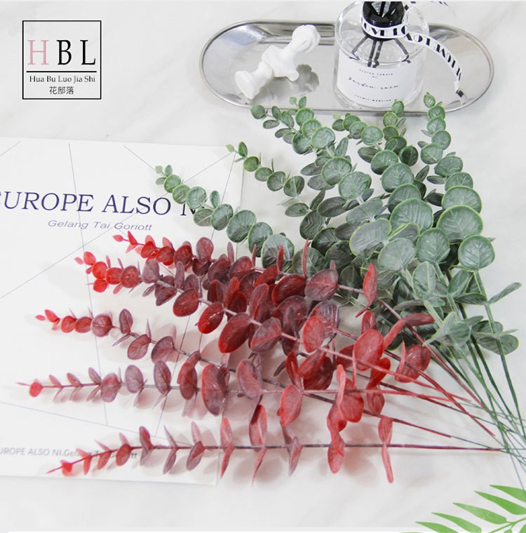 Nordic ins simulation single eucalyptus money leaf plastic flower artificial green plant leaf vase, forest style detail image 1