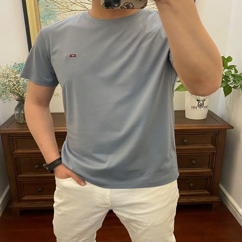 乐乐精品夏季男士短袖夏装打底衫青少年修身潮流半袖圆领印花T恤7