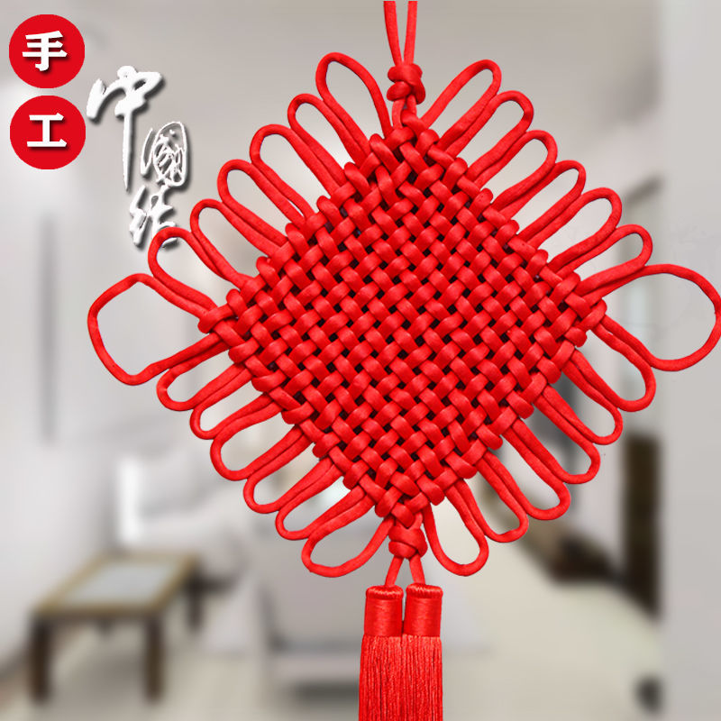 Large Chinese knot hanging ornaments for the living room, "Fu" character in the entrance hall, TV wall for warding off evil spirits and celebrating the wedding room, large decorative hanging ornaments detail image 3