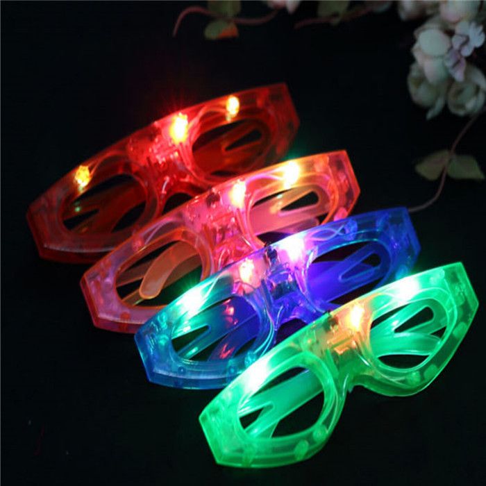  LED发光灯泡儿童方形眼镜 闪光六灯灯泡眼镜 晚会用品