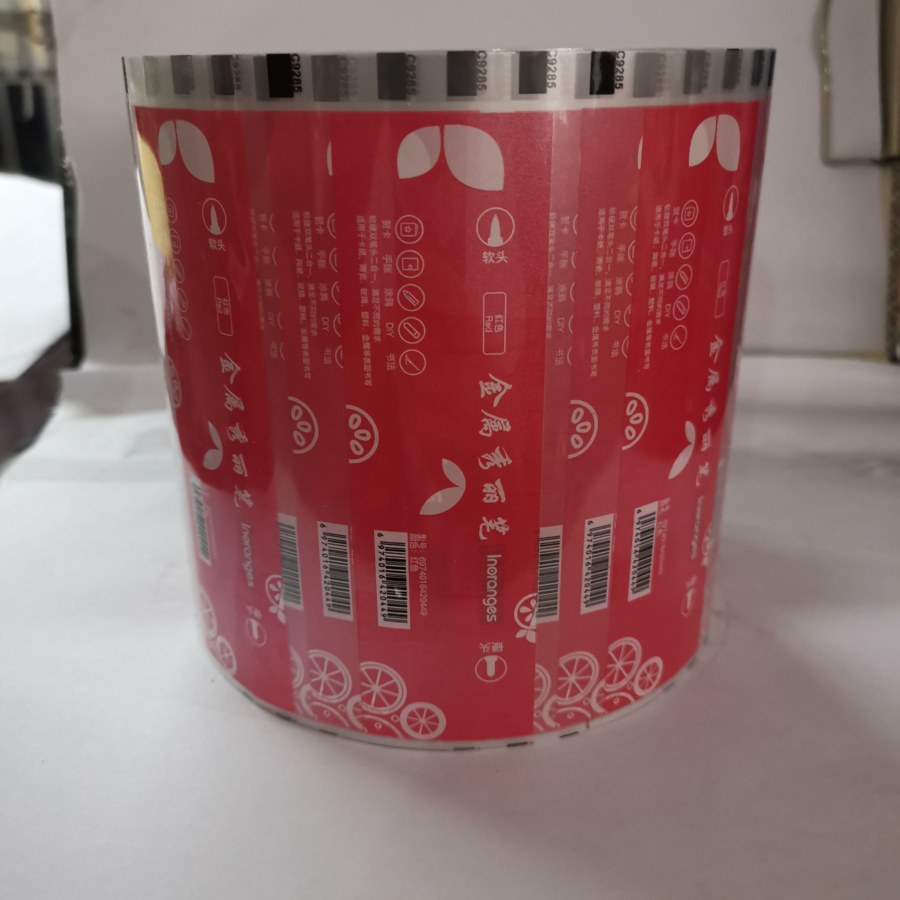 桐庐华创彩印厂 红底金属秀丽笔  ABS PP  热转印花膜