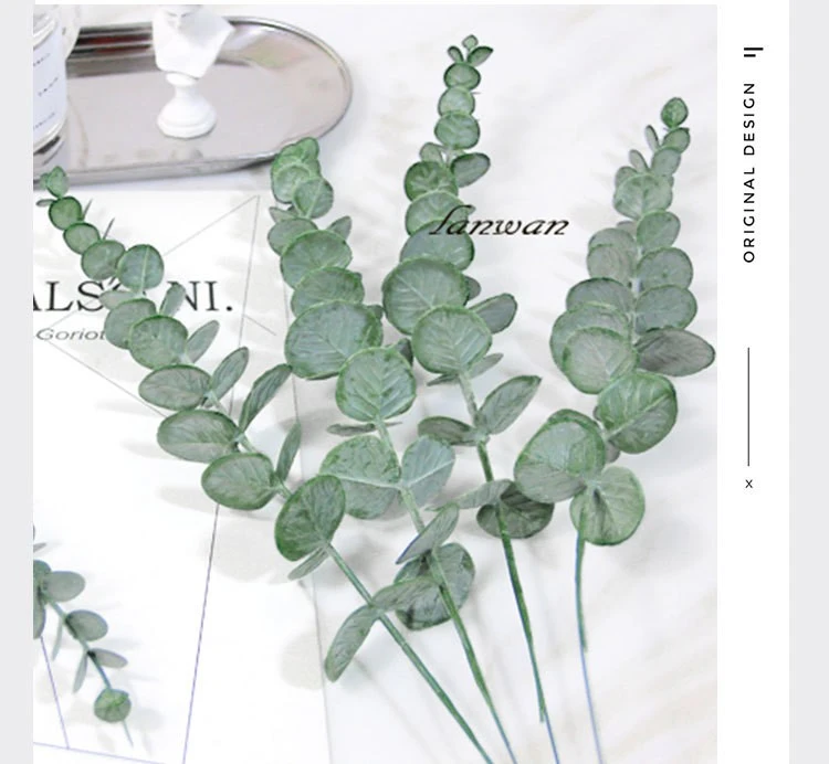 Nordic ins simulation single eucalyptus money leaf plastic flower artificial green plant leaf vase, forest style detail image 6