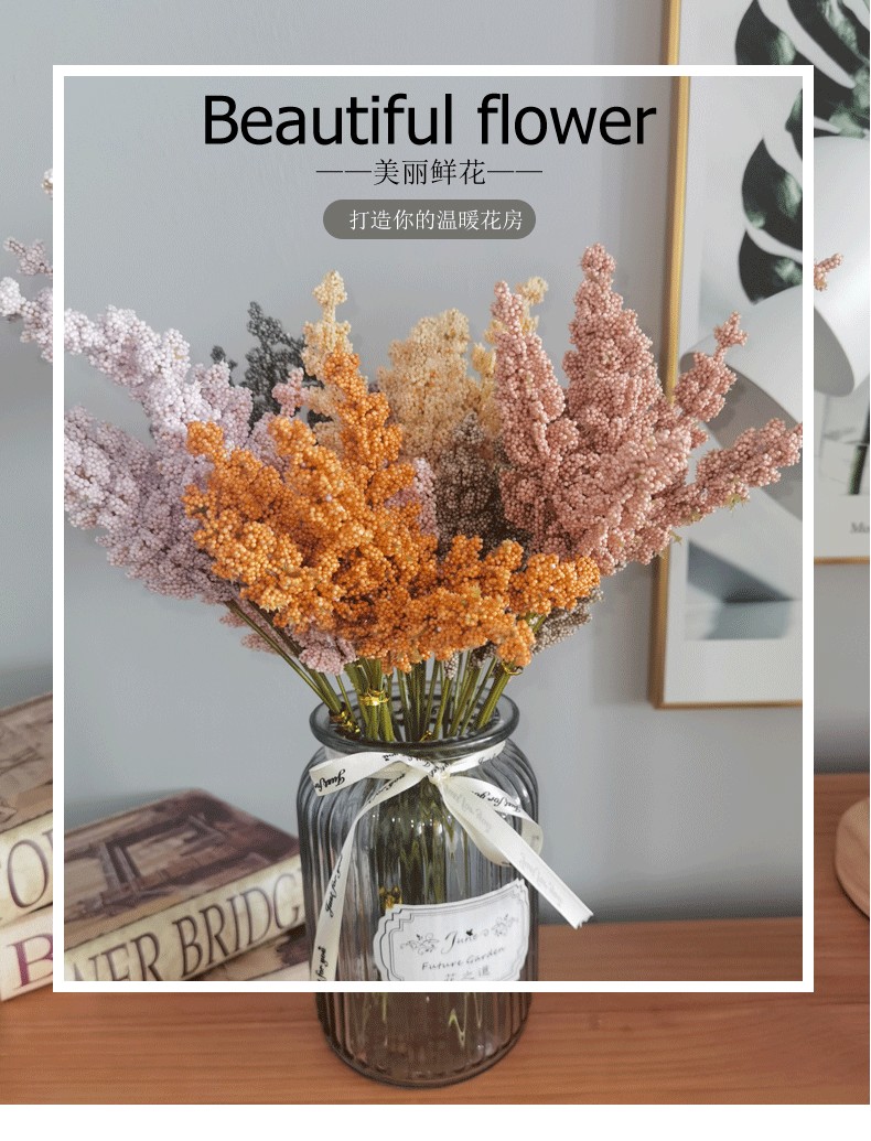 Nordic wheat ear flower simulation flower, wheat ear home combination flower arrangement, simple style, forest-themed mini Provence lavender detail image 1