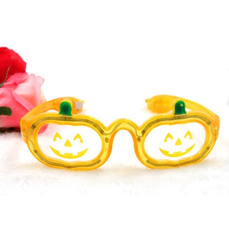 0088万圣节LED南瓜闪光眼镜 发光眼镜 酒吧迪吧化妆舞会面具详情图4