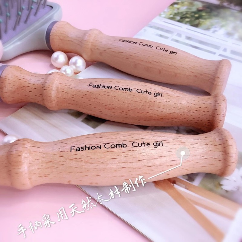 花开木木北欧色大方头气囊按摩梳木柄美发梳浙江花开木木详情5