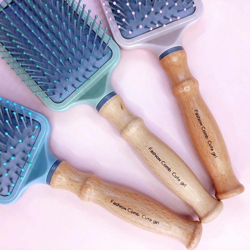 花开木木北欧色大方头气囊按摩梳木柄美发梳浙江花开木木详情7