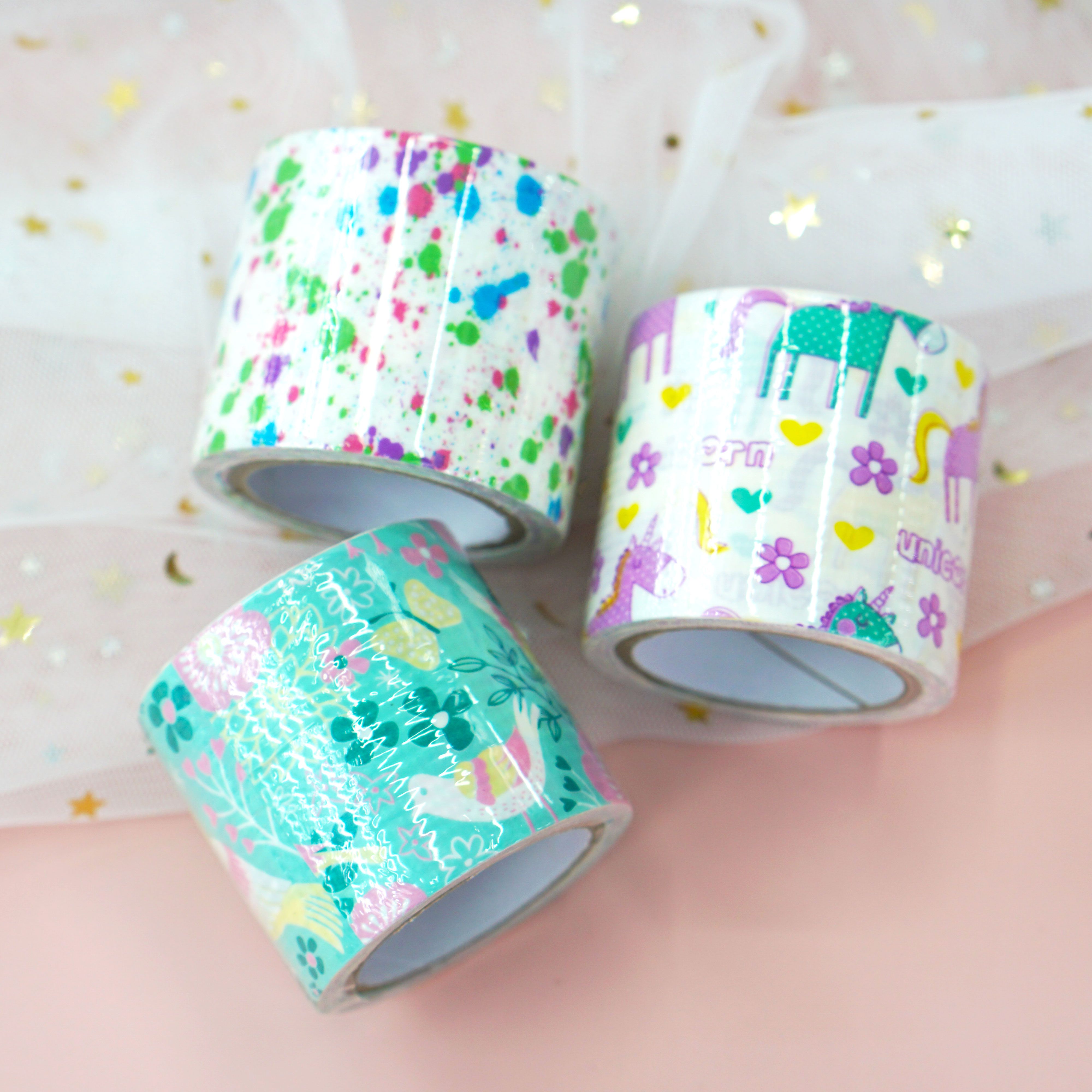 Waterproof and moisture-proof printed fabric-based tape, cartoon DIY decoration, high-viscosity and easy-to-tear decoration pipe tape, leak-proof sticker