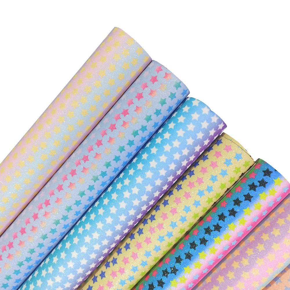 New seven-color rainbow gradient glitter fabric for luggage, shoes, DIY stage decoration, and Grit leather fabric detail image 1