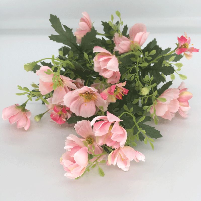 Cross-border exclusive supply of zinnia simulation flowers, dried flowers from Japan and South Korea, mini short-stemmed hand bouquets, fresh silk flowers, vase flowers Specification image
