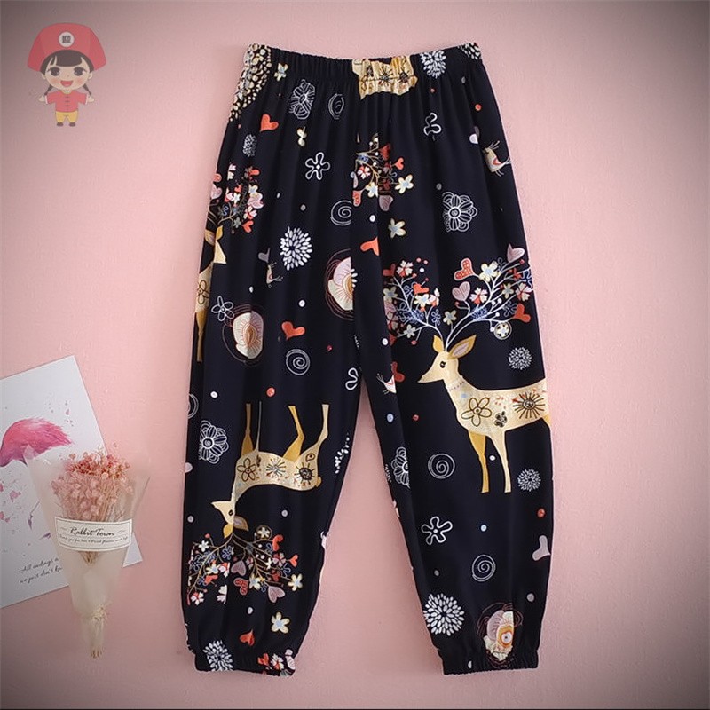 Children's baby pants, thin style, air-conditioned for boys, summer cotton silk mosquito repellent pants for girls, summer lantern pants, long pajama pants, trendy detail image 1