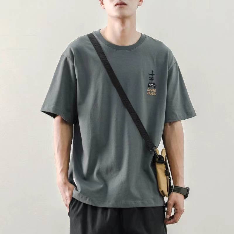 2021夏季纯色白潮流体恤打底衫衣服 纯棉短袖帅气男士夏季t恤韩版潮流潮牌短袖131详情图2
