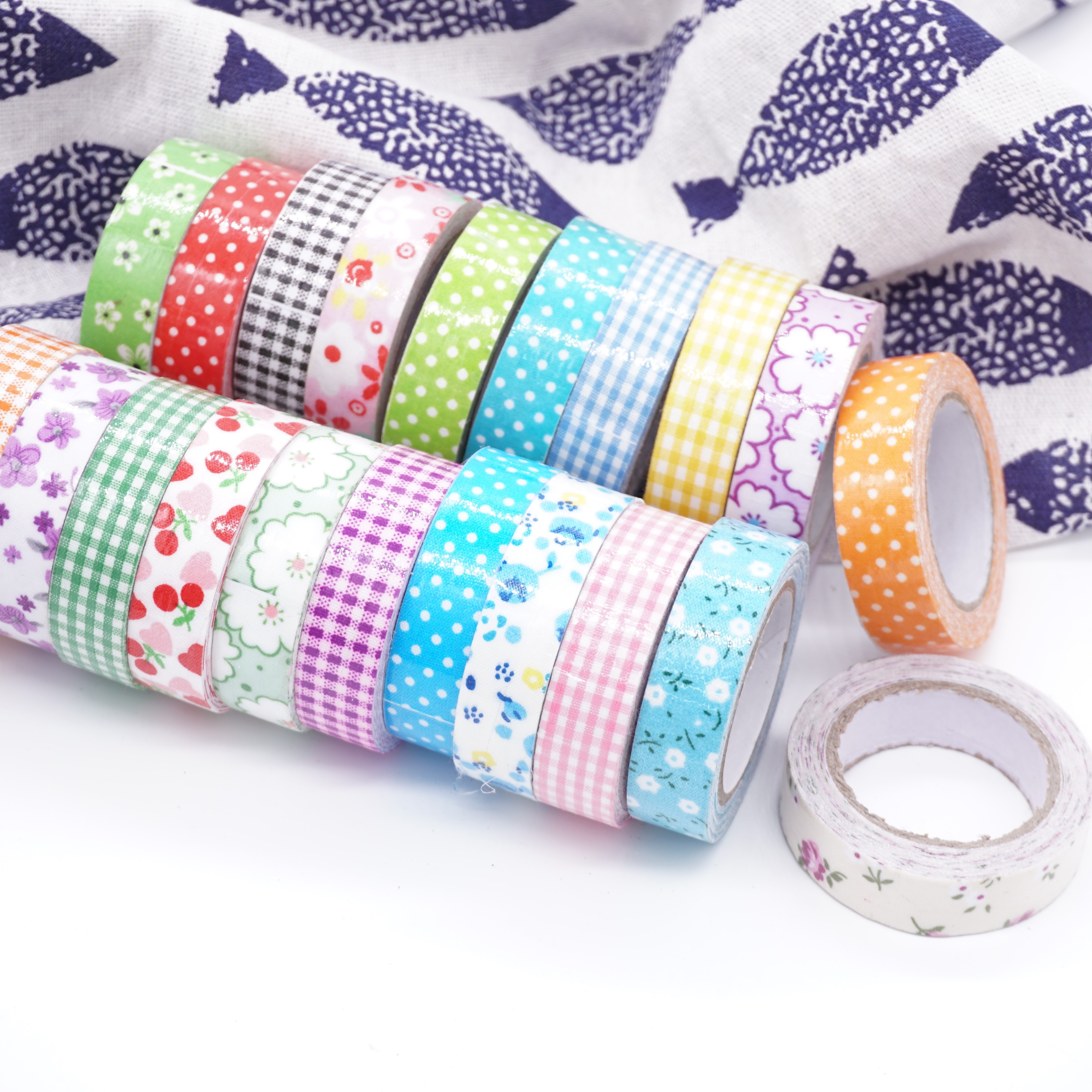 Korean DIY handmade photo album decoration with a fresh and simple style, customizable checkered tape and small floral fabric diy pic 1