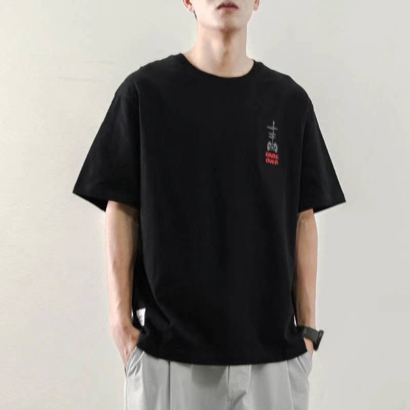 T-shirt A Pure cotton short-sleeved T-shirt for men, summer trend round neck half-sleeve, new Korean style loose and versatile T-shirt for men, men's top, Xinjiang pure cotton ins trendy brand casual summer trend top 4 detail image 1