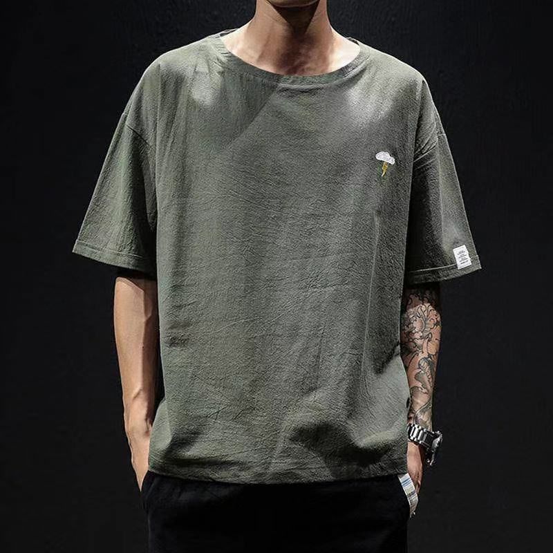 莫代尔冰丝短袖T恤男2021夏季纯色白潮流体恤打底衫衣服半袖 纯棉短袖帅气男士夏季t恤韩版潮流潮牌短袖66细节图