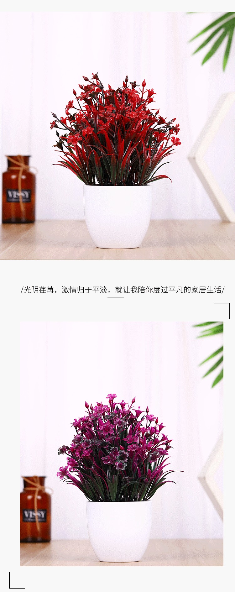 MC-108 Artificial Flower Creative mini potted Plant model room bedroom Desk Desktop Home decoration ins wholesale detail image 7