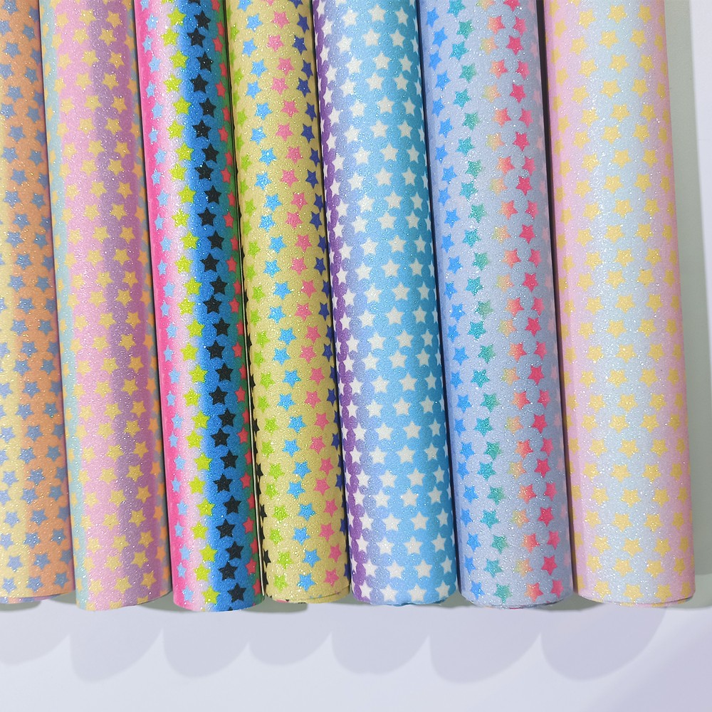 The manufacturer is selling the raw material PU Glitter special leather for soft package sliding doors detail image 7