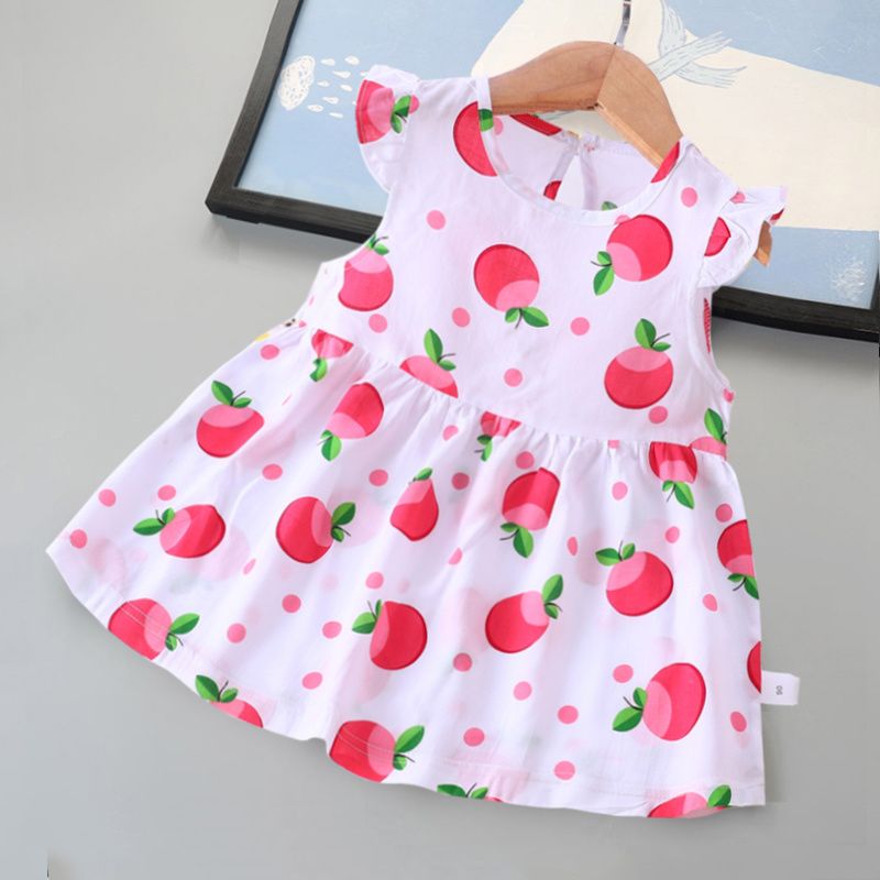 Baby summer cotton silk little dress, baby vest dress, artificial cotton dress, 0-1-2 years old, 3 princess dress, fashionable girl