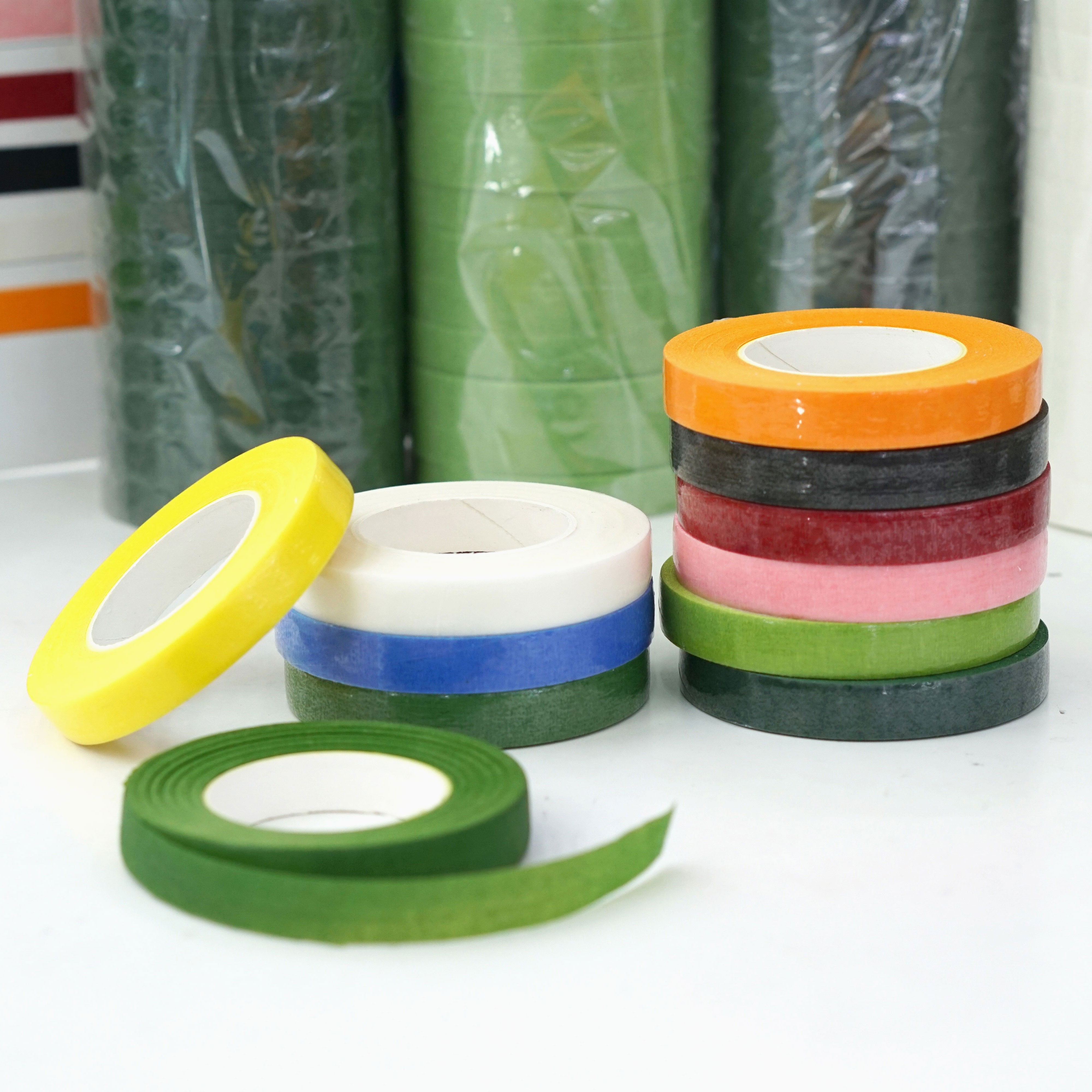 Floral art tape, DIY materials for bouquets, garden floral art paper, rose silk mesh flower materials, green detail image 1