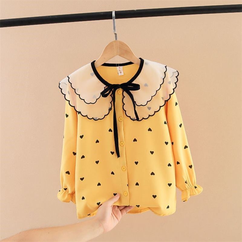 Summer children's clothing for girls, long-sleeved shirts from Zhongda Tong, 2021 new style shirts, stylish children's spring and autumn shirts, top trend