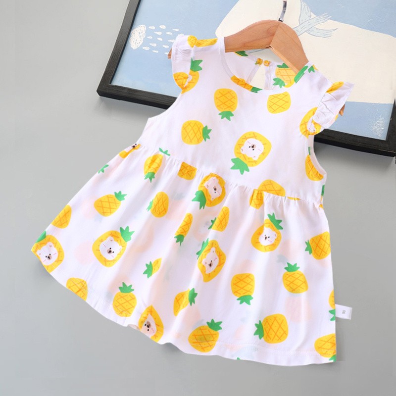 Baby summer cotton silk little dress, baby vest dress, artificial cotton dress, 0-1-2 years old, 3 princess dress, fashionable girl detail image 1