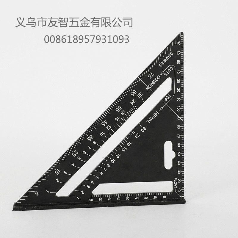 set square 12" 铝合金三角尺 Woodworking triangle ruler Specification drawing