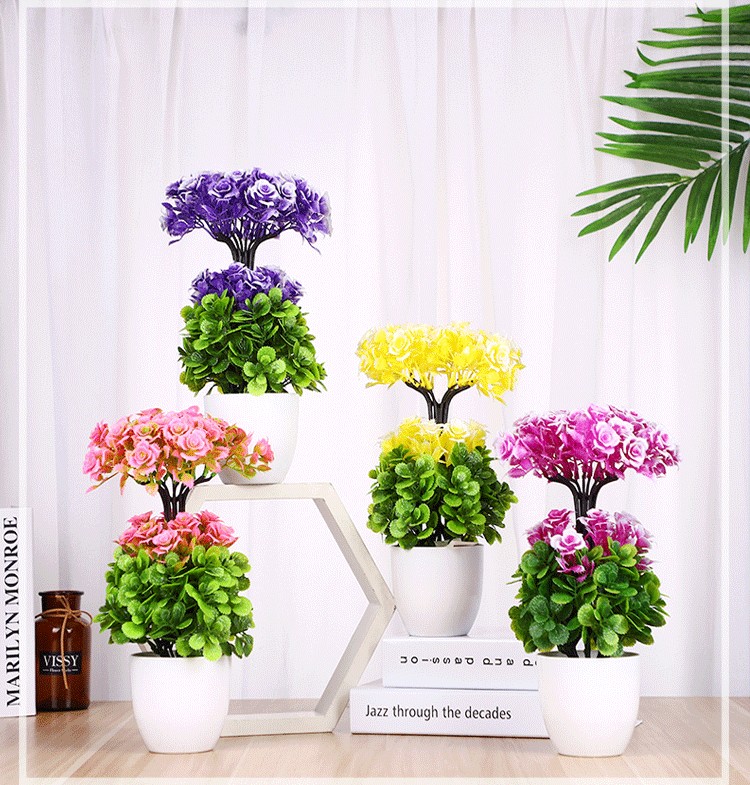 Customized color based on samples, MC-95 forest-themed combination home interior decoration artificial flower clusters detail image 4