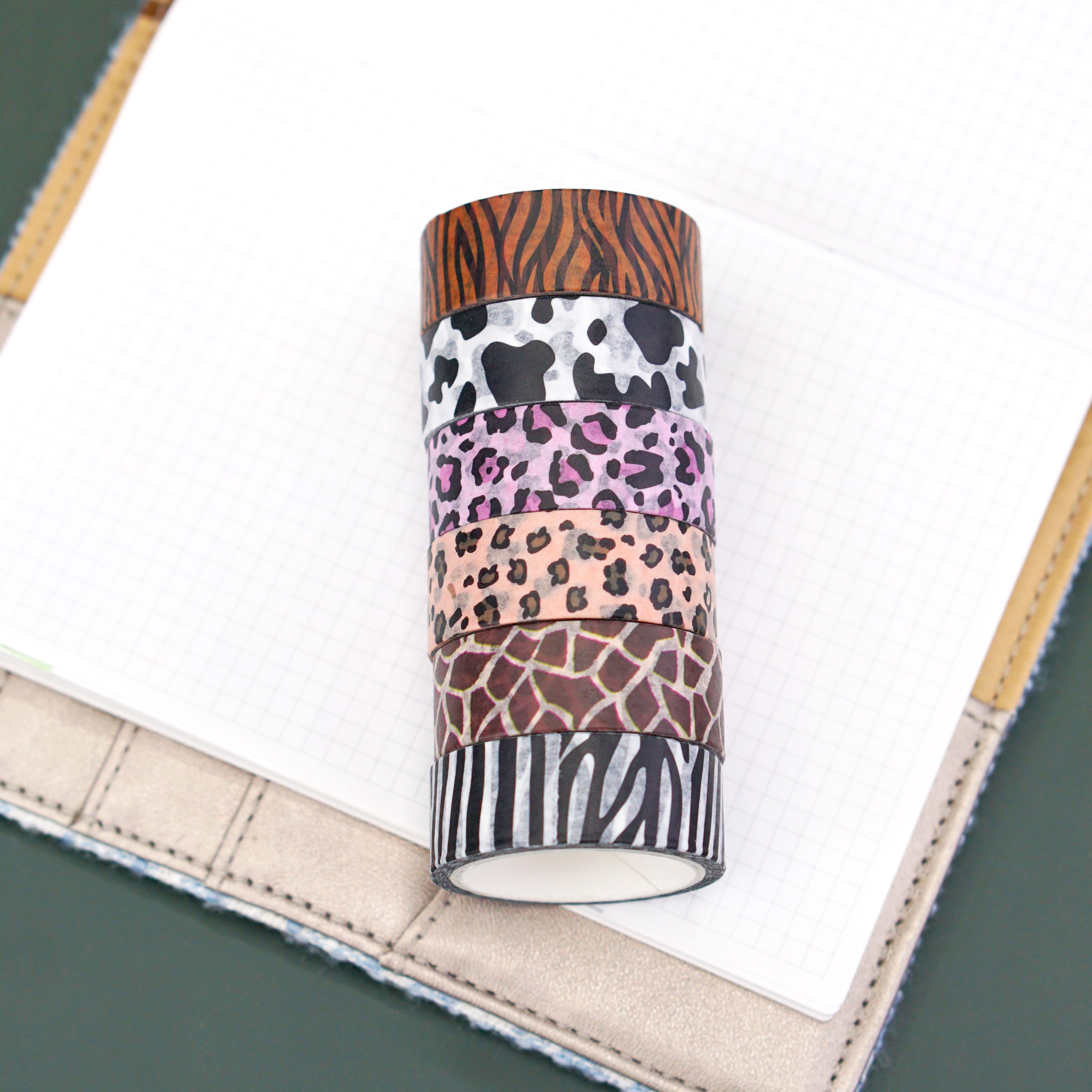 6卷装动物纹和纸胶带 豹纹虎纹长颈鹿奶牛纹手账胶带DIY装饰贴纸详情图5