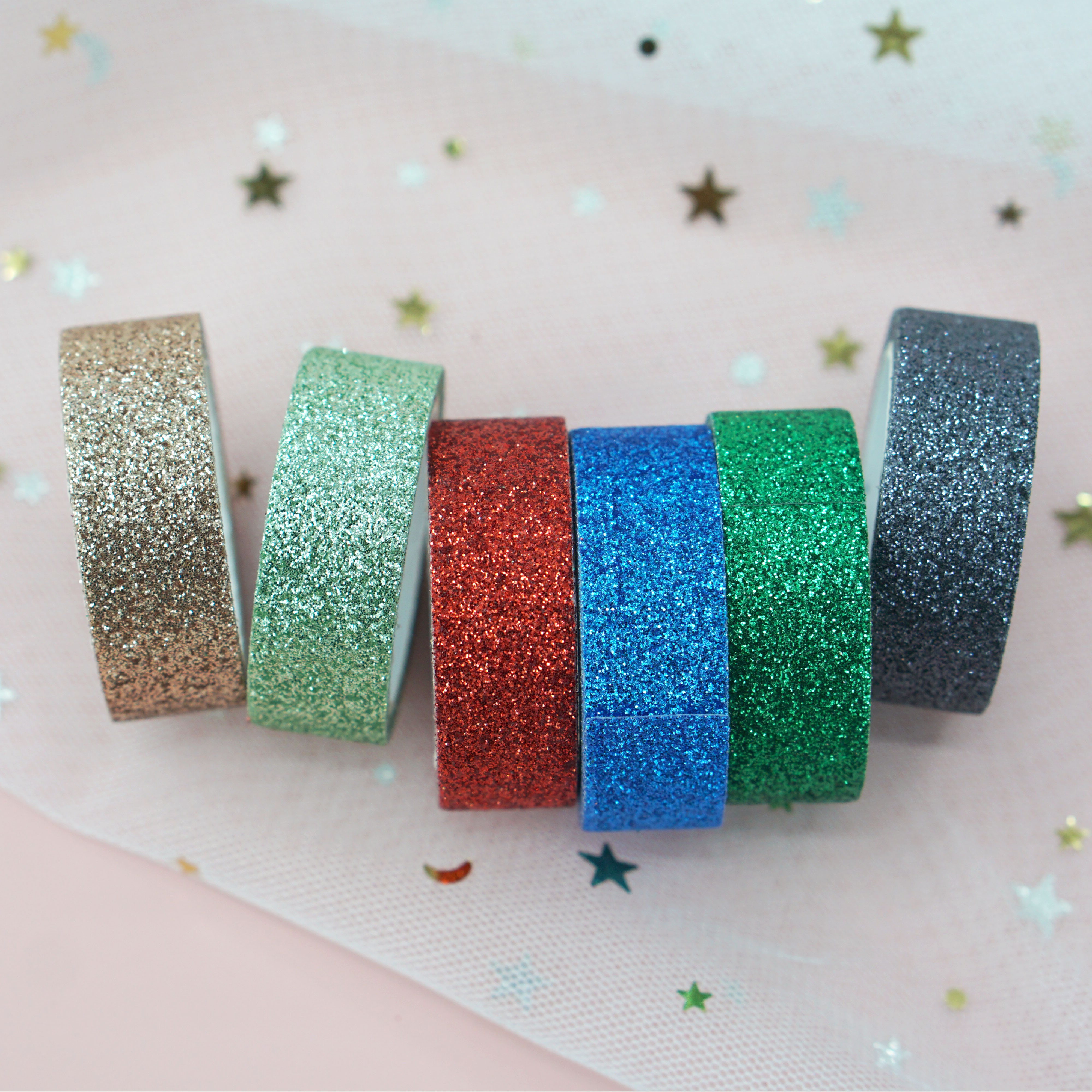 6个装金粉和纸胶带 彩色闪粉撒粉金葱手账装饰\贴纸 可手撕DIY详情图5